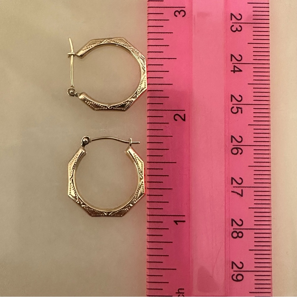 14k Solid Gold Hoop Earrings - Picture 6 of 16